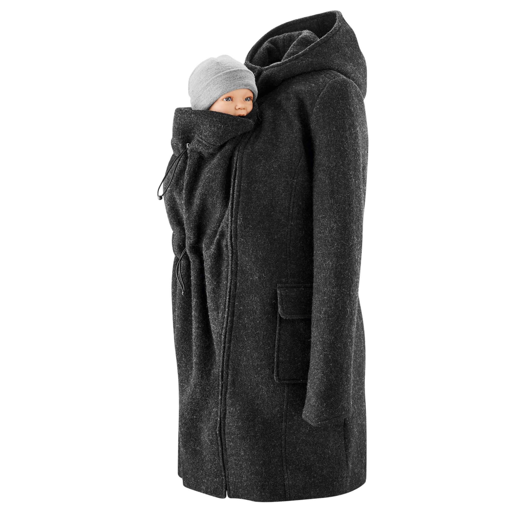 Mamalila Hooded Baby Draagmantel Vienna - Anthracite - Afbeelding 5