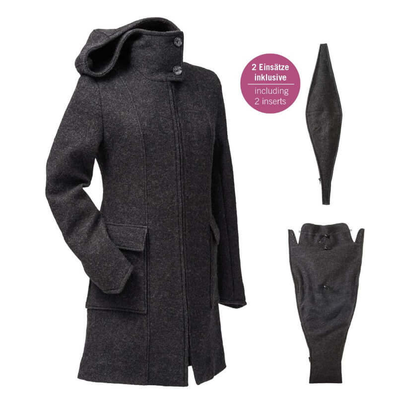 Mamalila Hooded Baby Draagmantel Vienna - Anthracite - Afbeelding 6