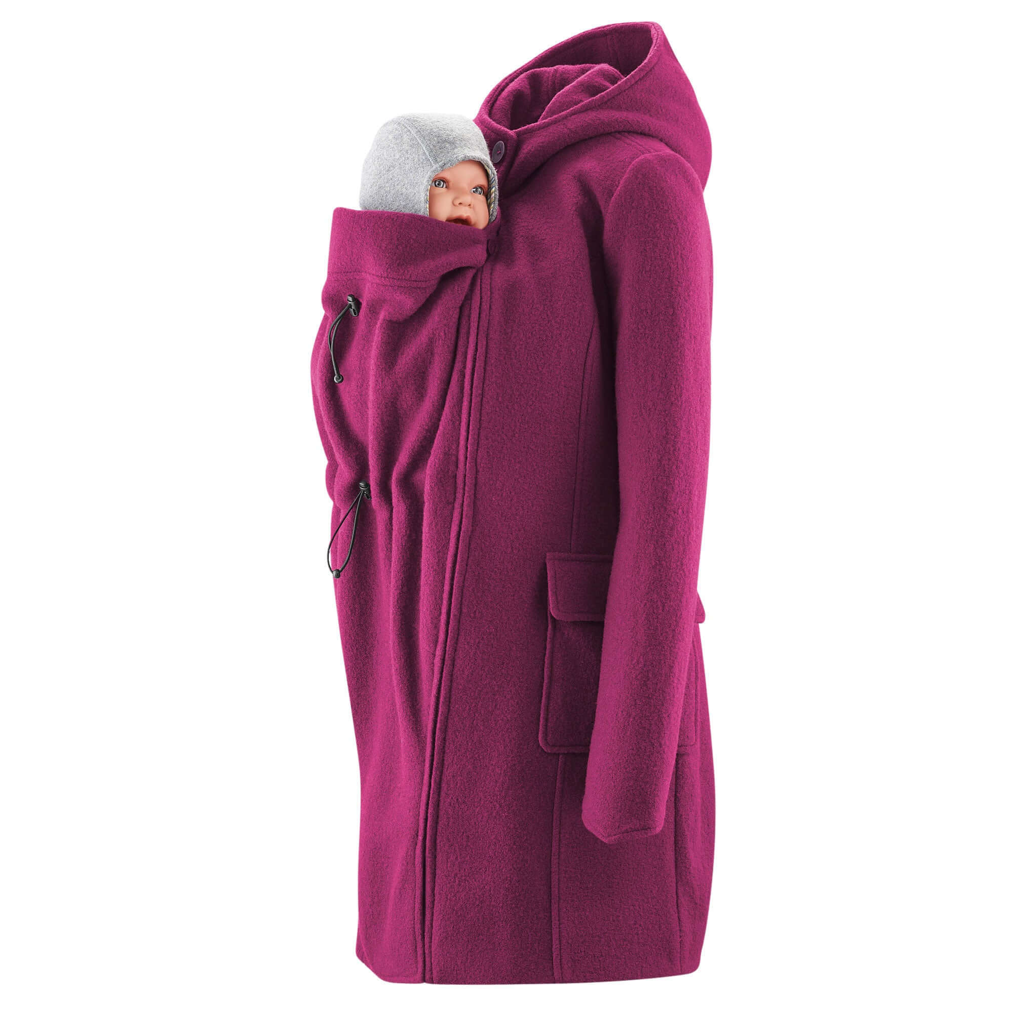 Mamalila Hooded Baby Draagmantel Vienna - Berry - Afbeelding 4