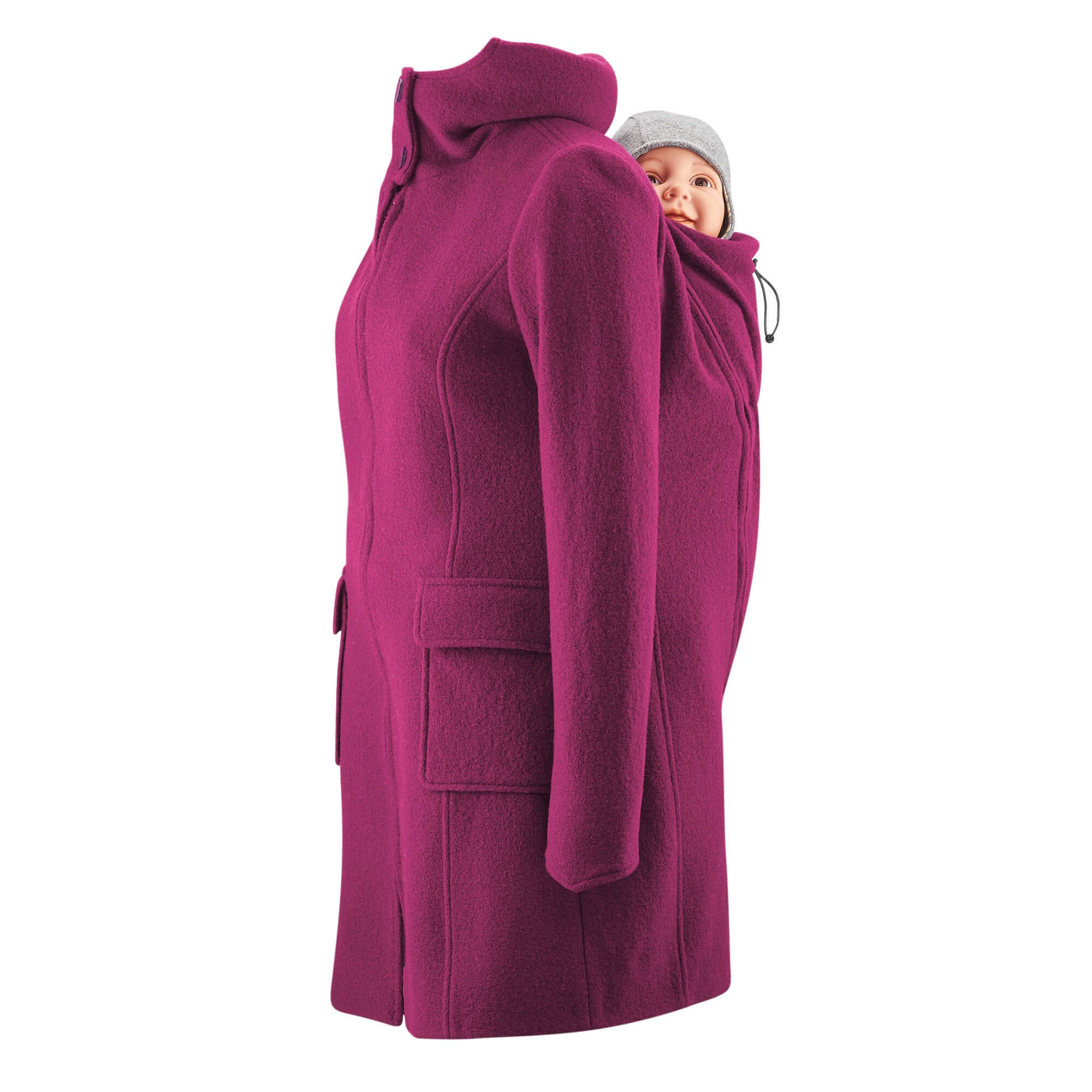 Mamalila Hooded Baby Draagmantel Vienna - Berry - Afbeelding 5