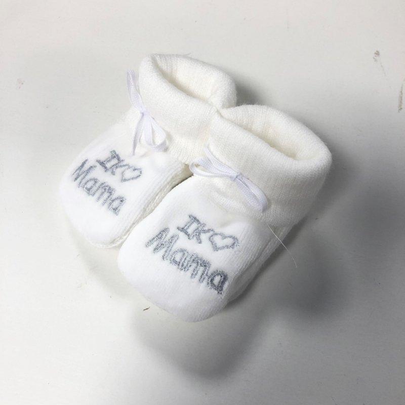 Sokjes/slofjes I love mama – wit - Afbeelding 2