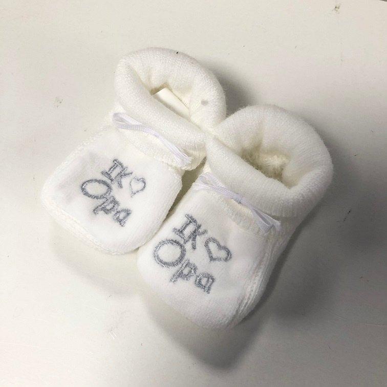 Sokjes/slofjes: I love opa – wit - Afbeelding 2