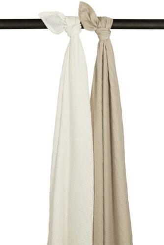 Meyco hydrofiele swaddles 2-pack pre washed uni – offwhite/sand120x120cm - Afbeelding 2