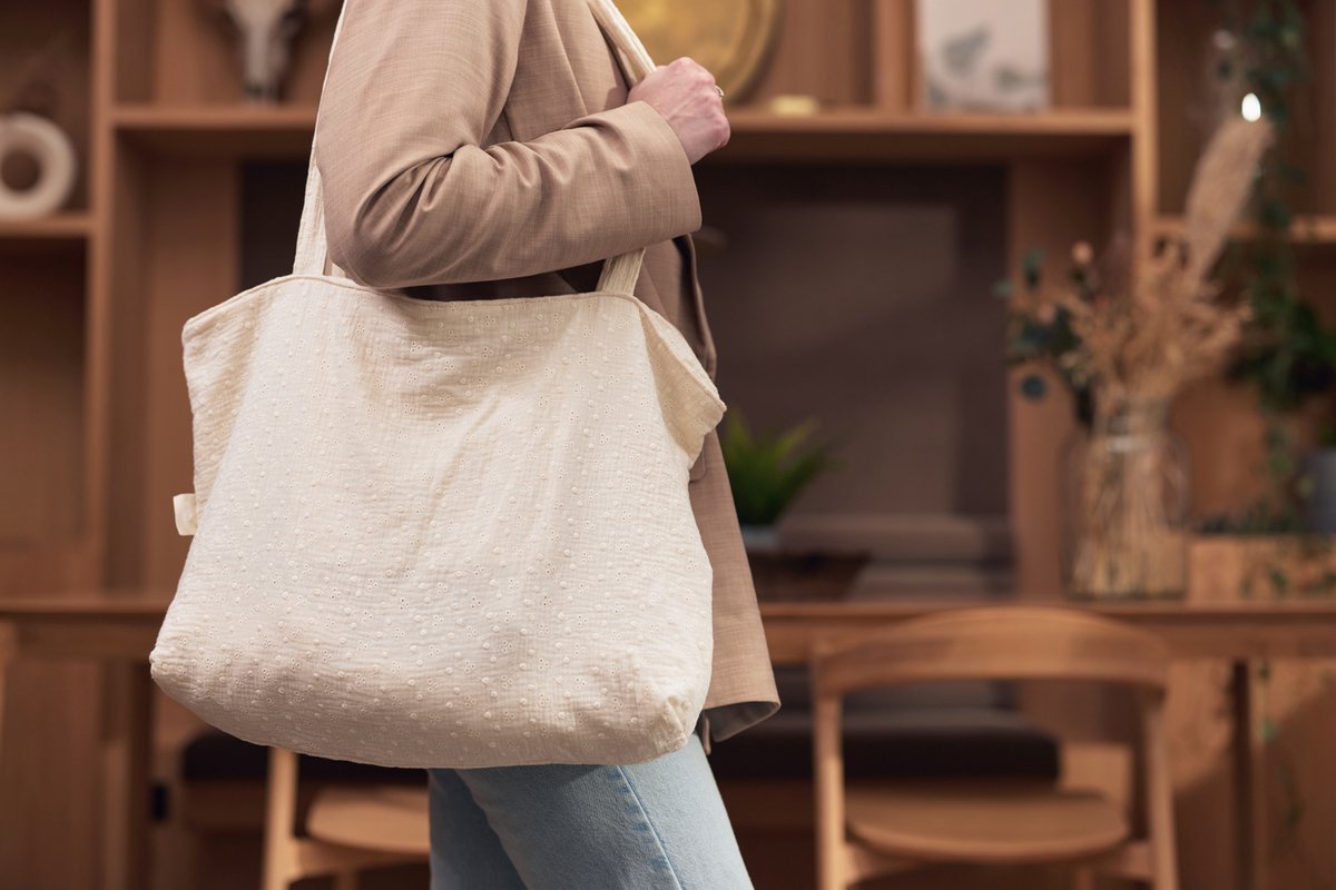 Jollein – Shopper (Embroidery – Ivory) – Katoen – Luiertas, Verzorgingstas – 45x34cm - Afbeelding 3