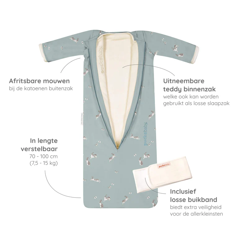 Puckababy The Bag 4 Seasons baby slaapzak (6-30mnd) – Bunnies - Afbeelding 6